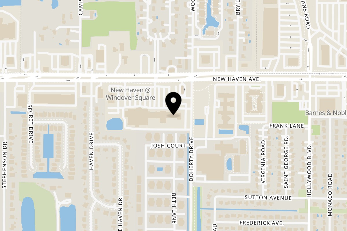 Map showing the location of Senzu Noodle Bar And Boba on 2233 W New Haven Ave in West Melbourne